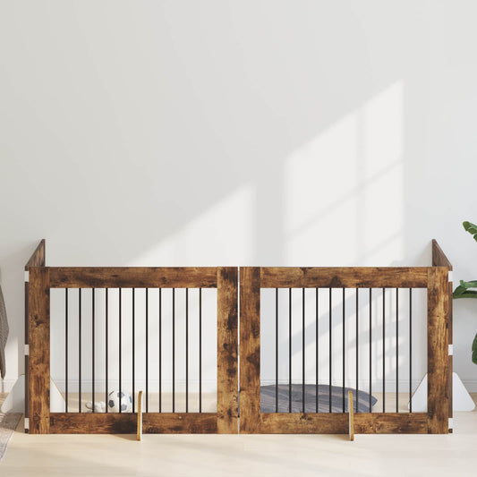 Skládací psí brána se stojany 4 pcs Kouřový dub 401 cm