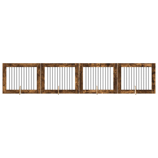 Skládací psí brána se stojany 4 pcs Kouřový dub 401 cm