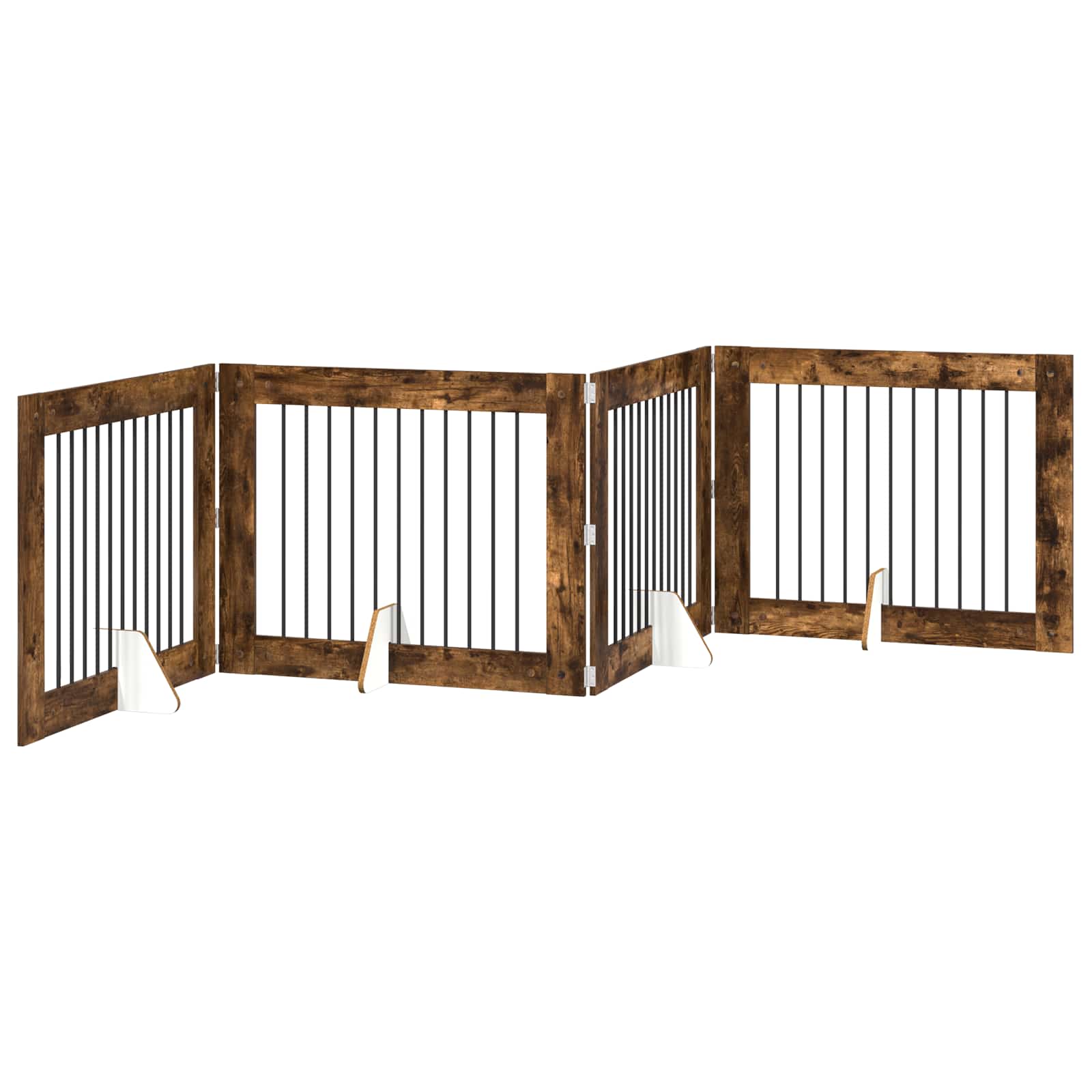 Skládací psí brána se stojany 4 pcs Kouřový dub 401 cm
