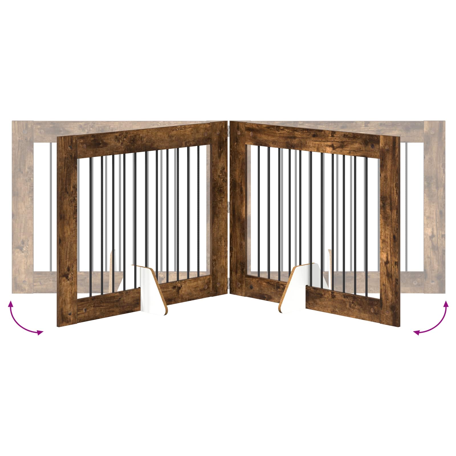 Skládací psí brána se stojany 4 pcs Kouřový dub 401 cm