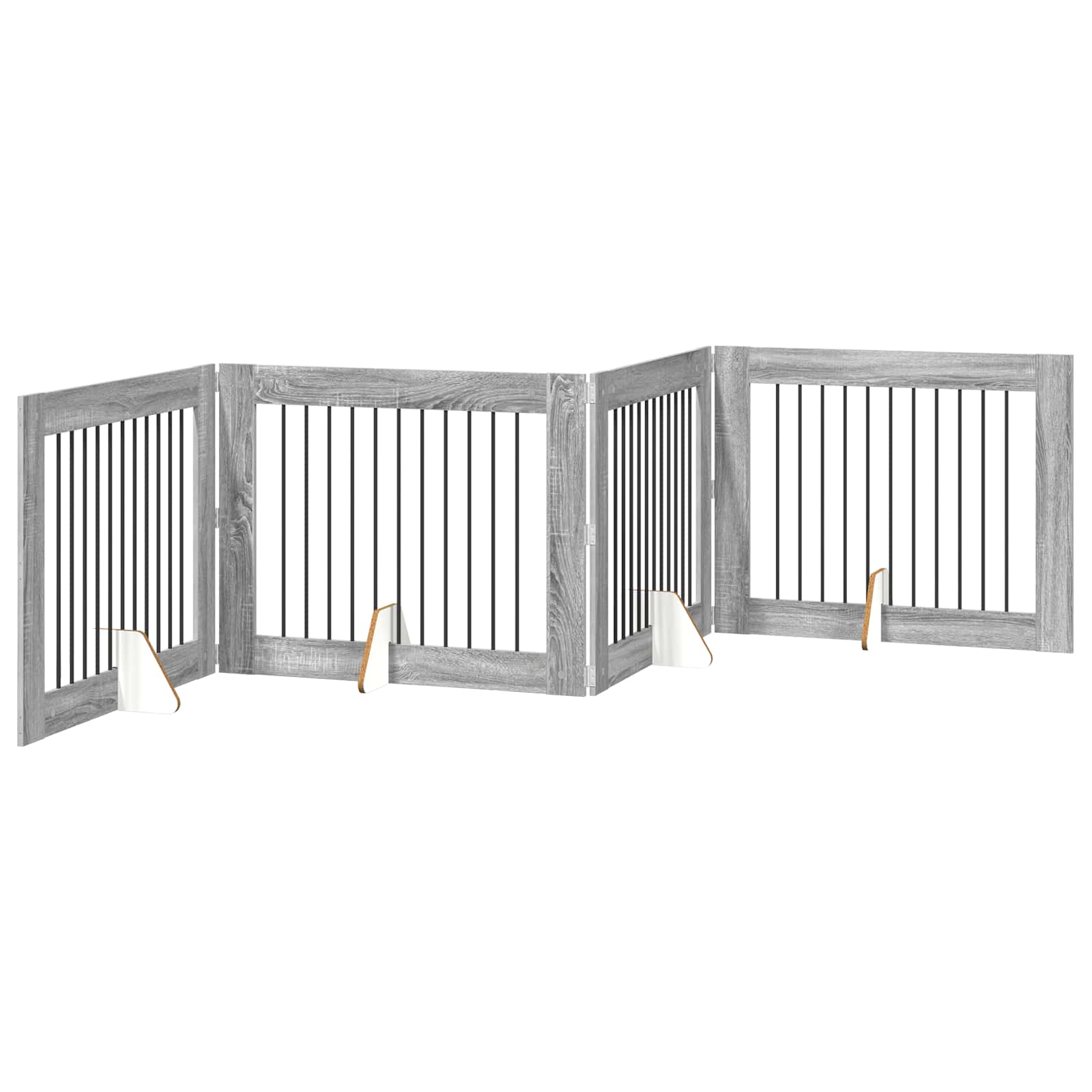 Skládací psí brána se stojany 4 pcs Šedá sonoma 401 cm