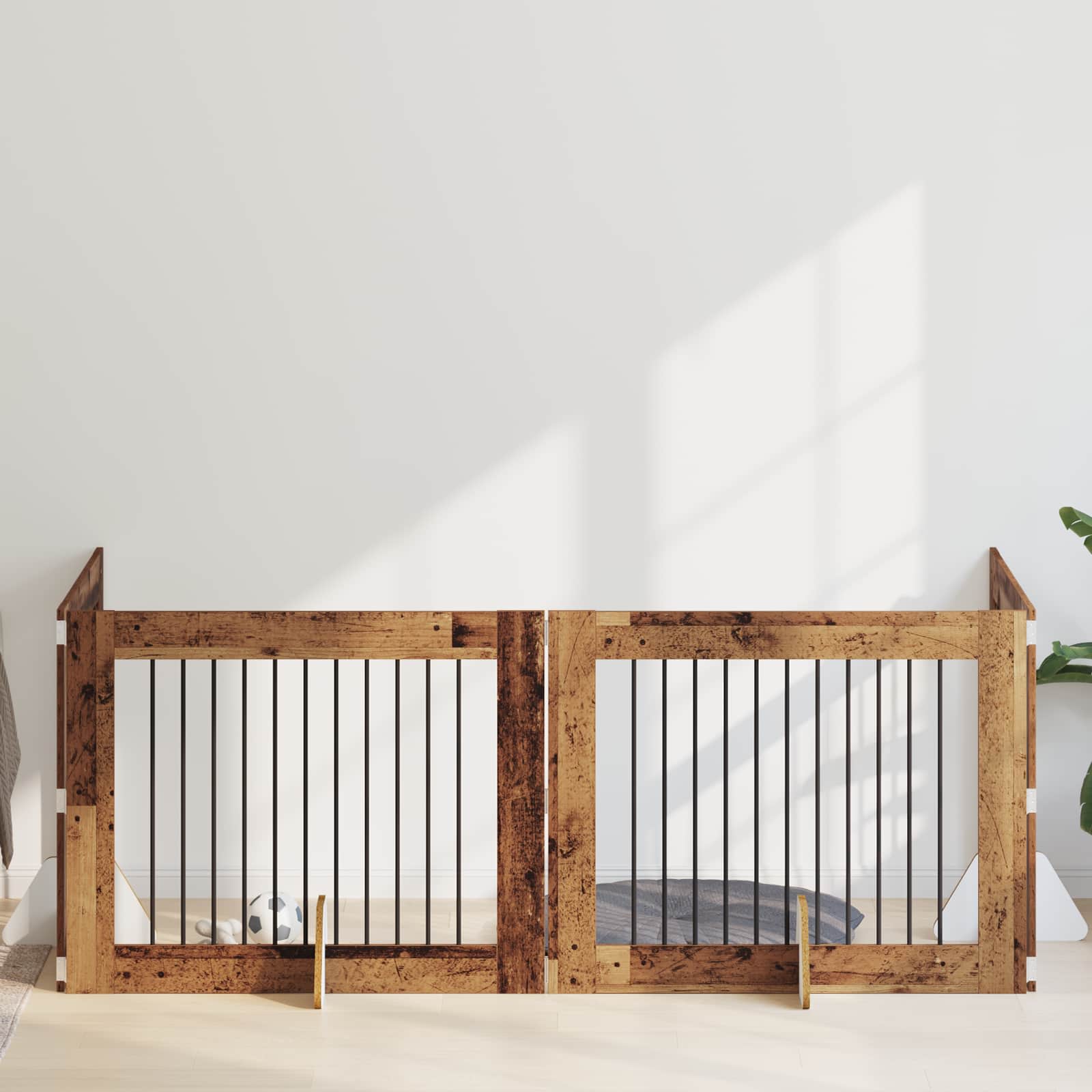 Skládací psí brána se stojany 4 pcs Staré dřevo 401 cm