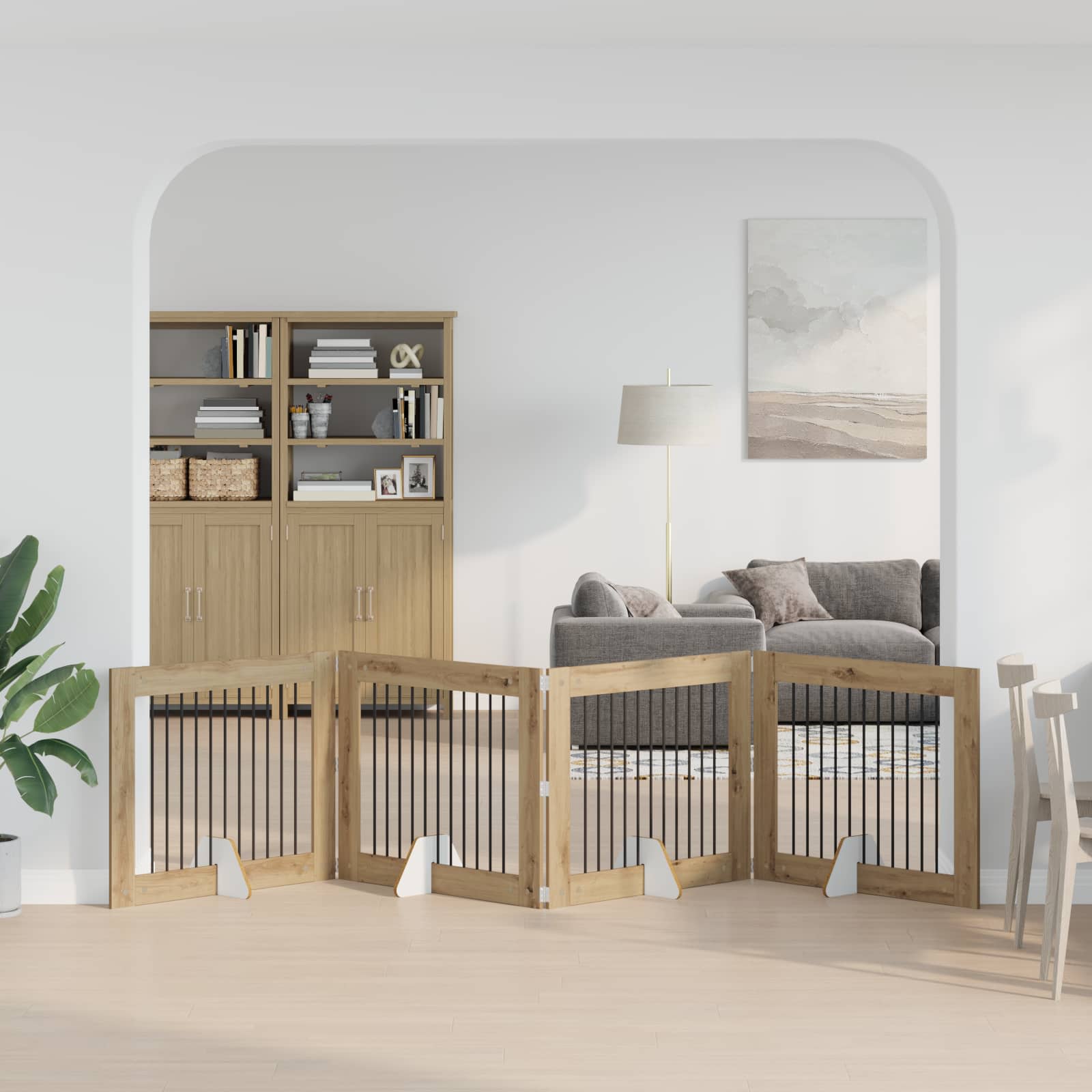 Skládací psí brána se stojany 4 pcs Dub artisan 401 cm
