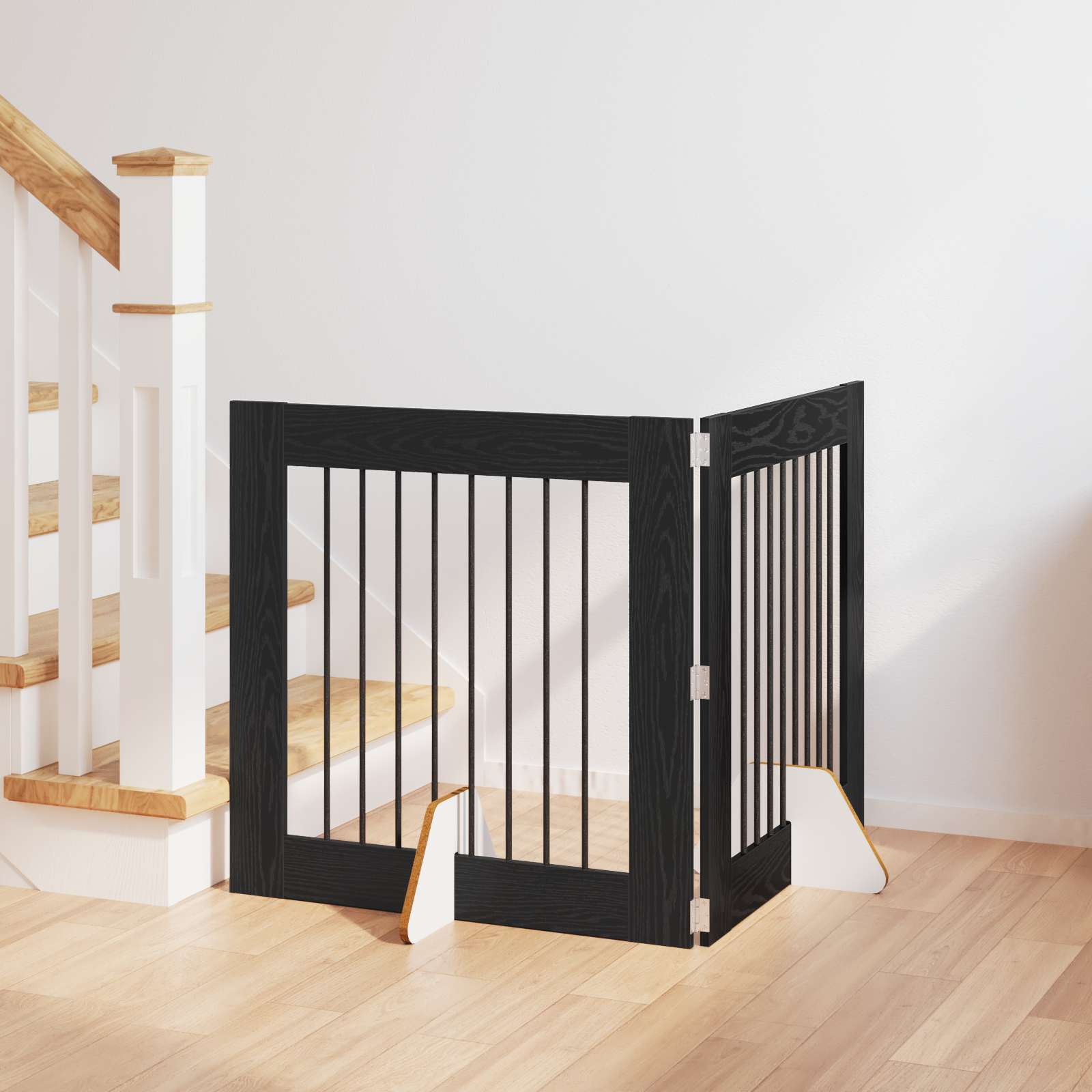 Skládací psí brána se stojany 2 pcs Černý dub 160,5 cm