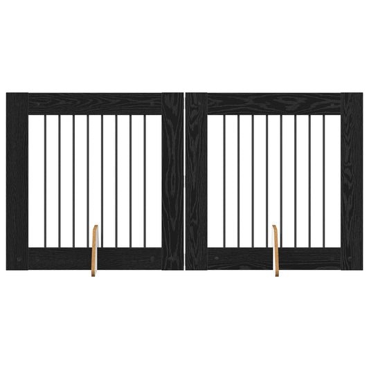 Skládací psí brána se stojany 2 pcs Černý dub 160,5 cm