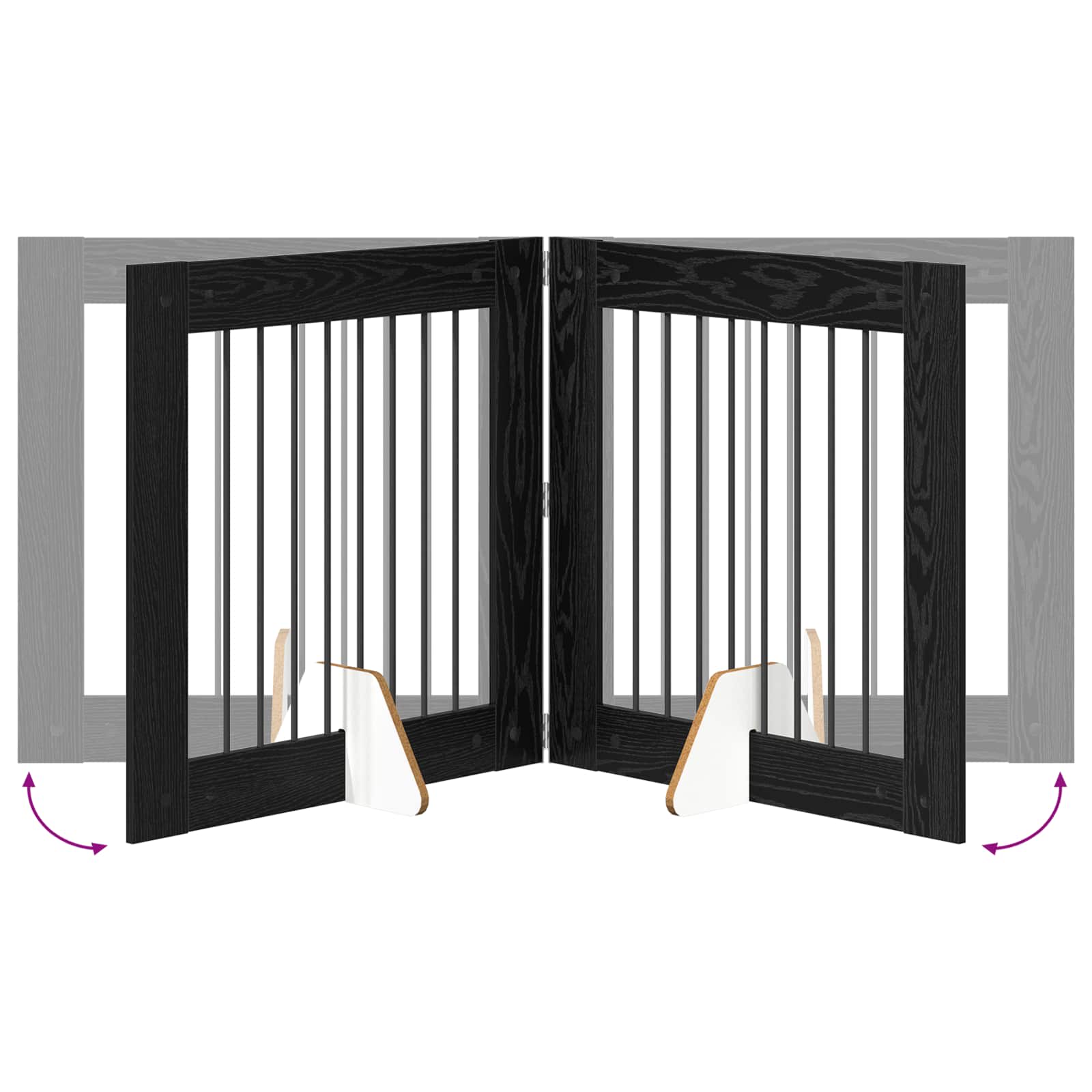 Skládací psí brána se stojany 2 pcs Černý dub 160,5 cm