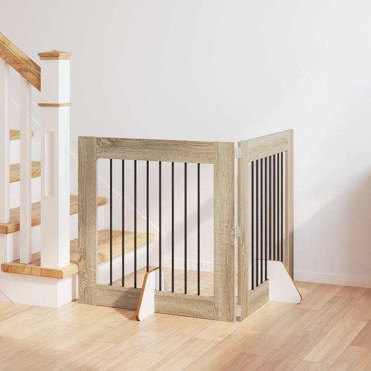 Skládací psí brána se stojany 2 pcs Dub sonoma 160,5 cm