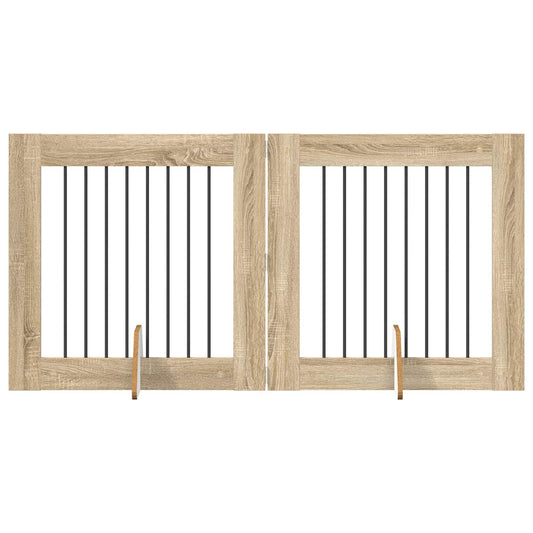 Skládací psí brána se stojany 2 pcs Dub sonoma 160,5 cm