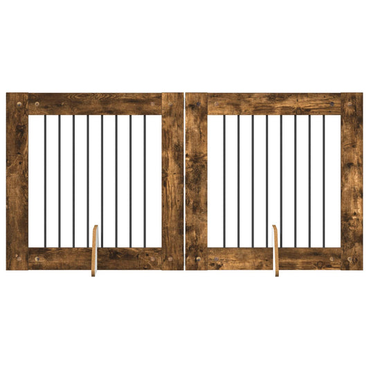 Skládací psí brána se stojany 2 pcs Kouřový dub 160,5 cm