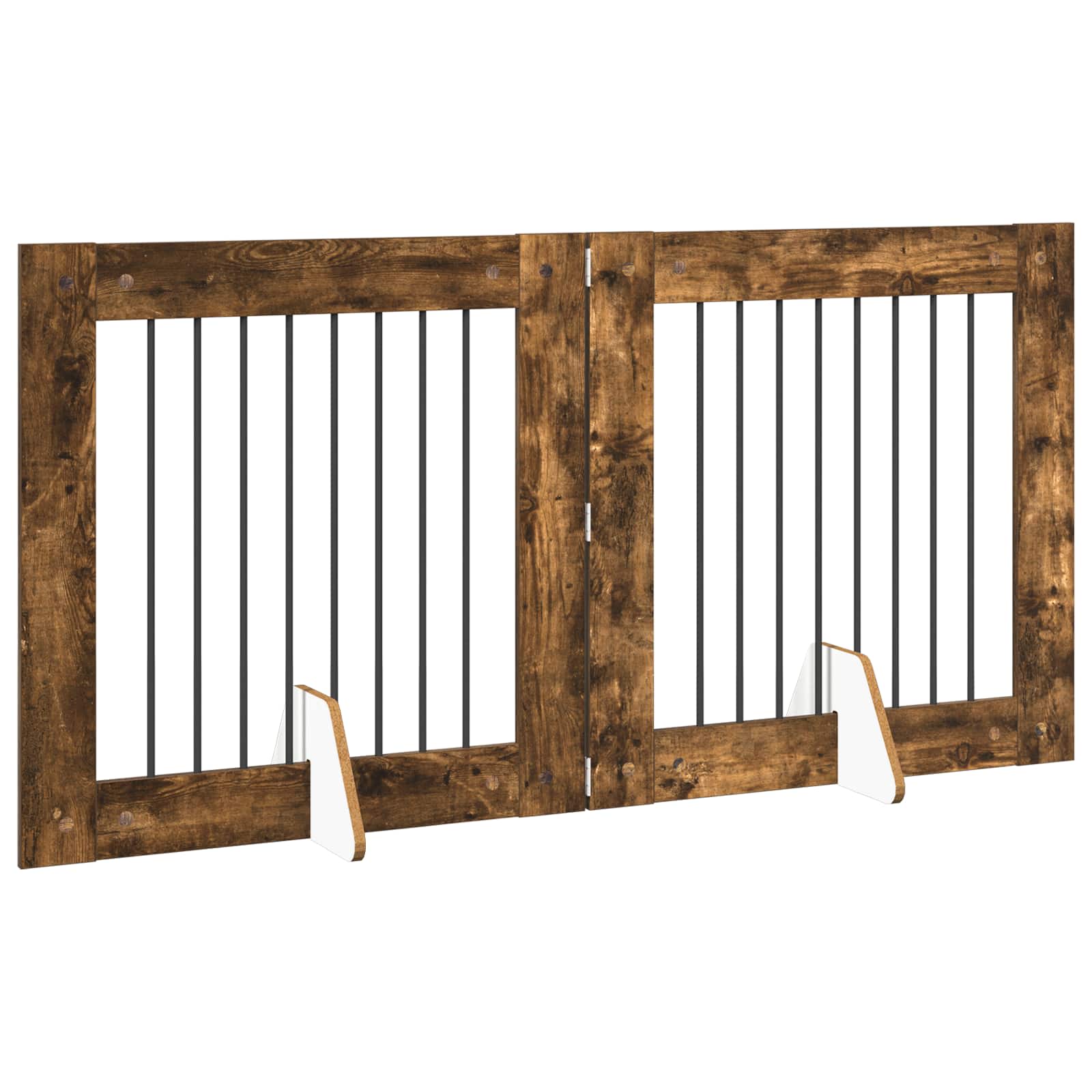 Skládací psí brána se stojany 2 pcs Kouřový dub 160,5 cm