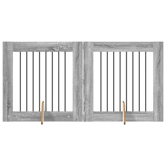 Skládací psí brána se stojany 2 pcs Šedá sonoma 160,5 cm