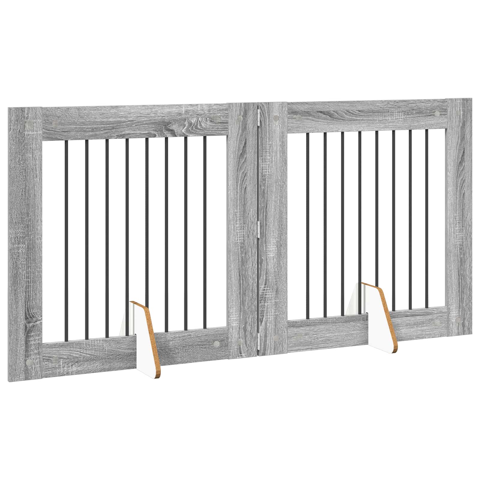 Skládací psí brána se stojany 2 pcs Šedá sonoma 160,5 cm