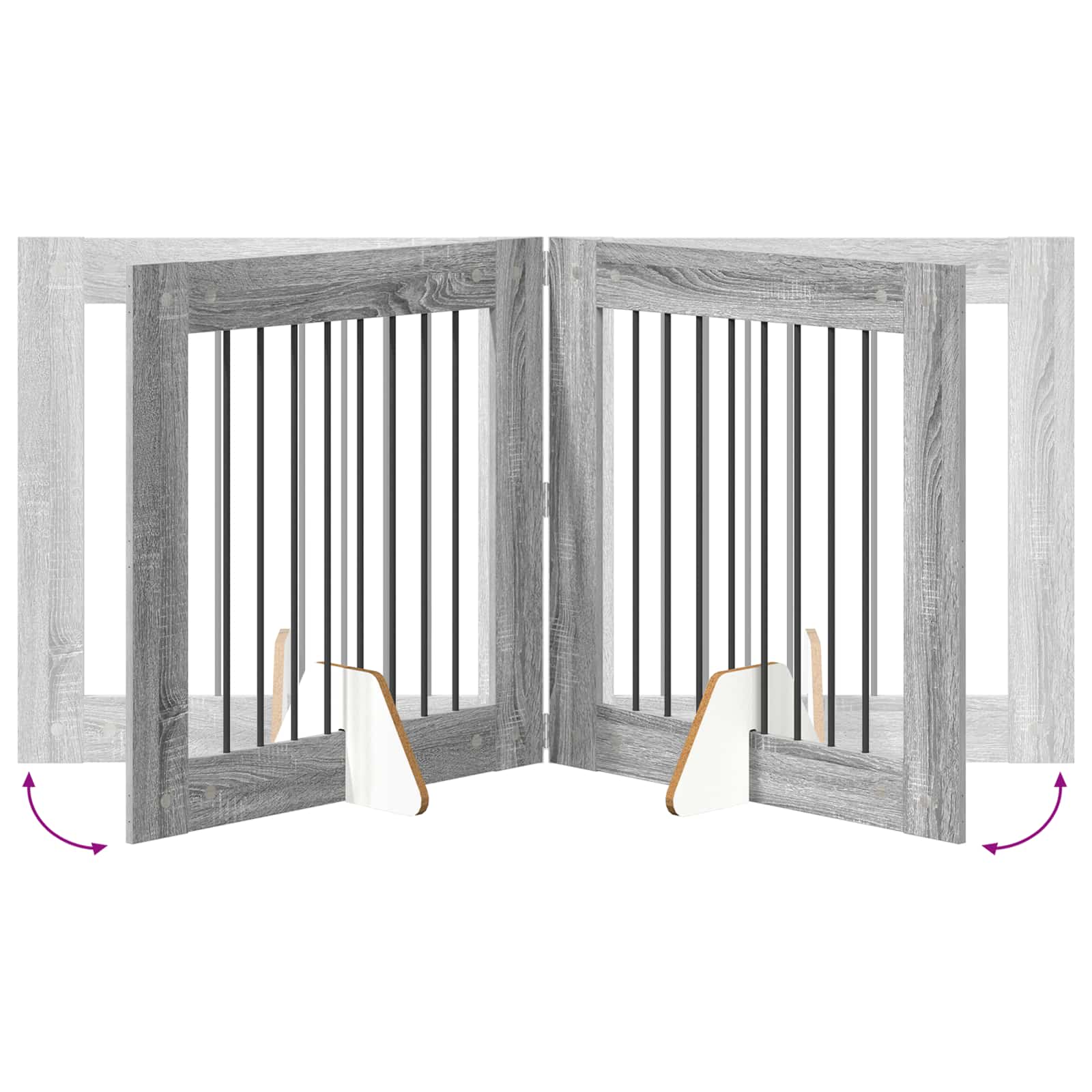Skládací psí brána se stojany 2 pcs Šedá sonoma 160,5 cm