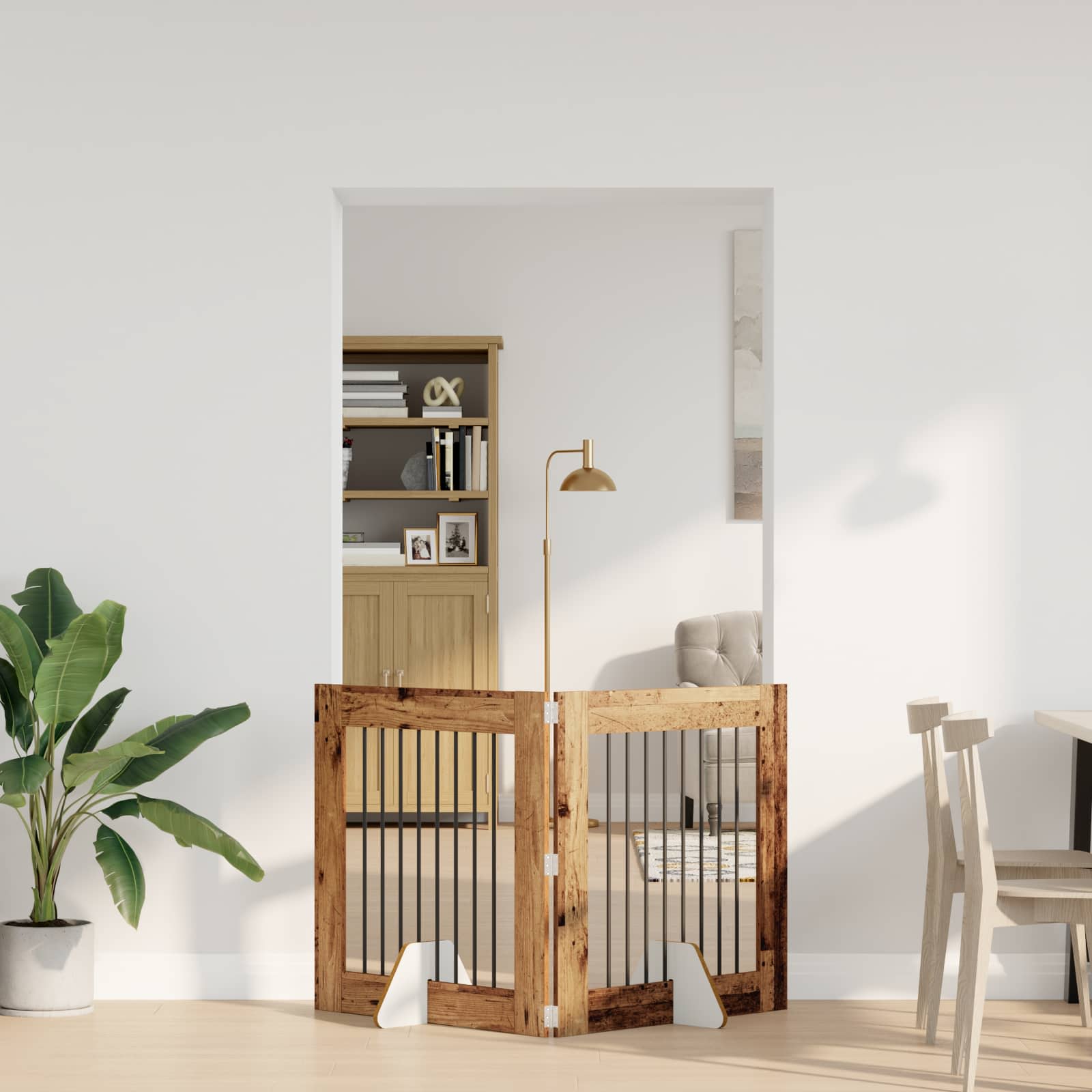Skládací psí brána se stojany 2 pcs Staré dřevo 160,5 cm
