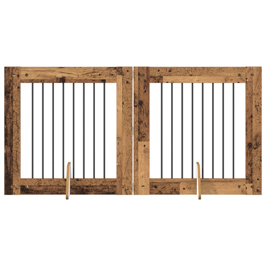 Skládací psí brána se stojany 2 pcs Staré dřevo 160,5 cm