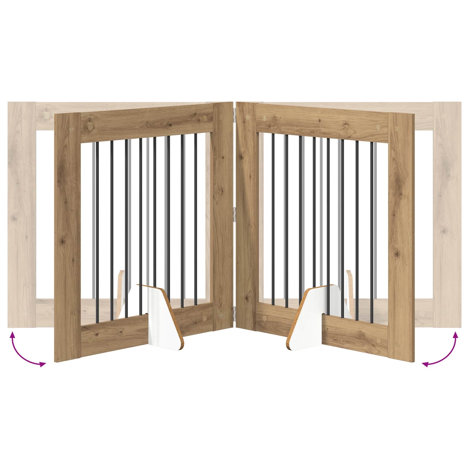 Skládací psí brána se stojany 2 pcs Dub artisan 160,5 cm