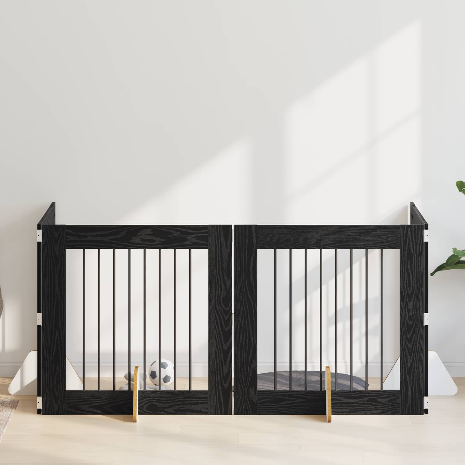 Skládací psí brána se stojany 4 pcs Černý dub 321 cm