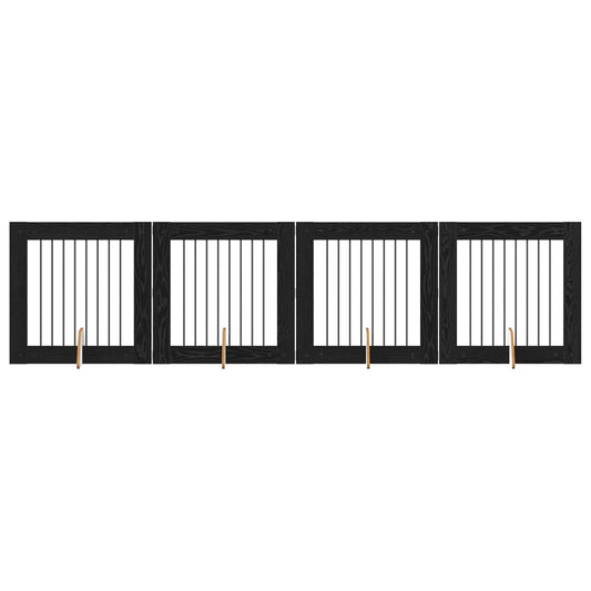 Skládací psí brána se stojany 4 pcs Černý dub 321 cm