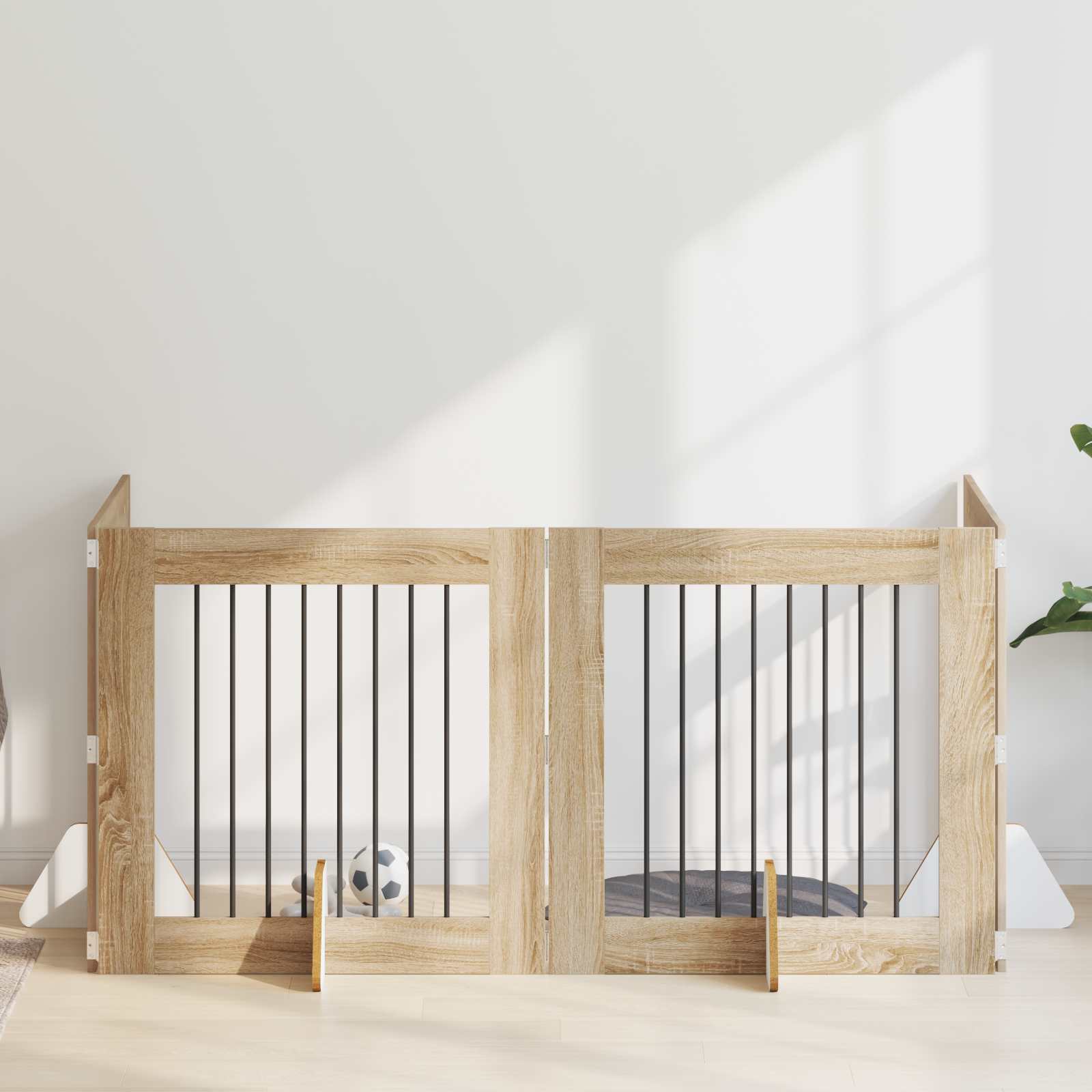 Skládací psí brána se stojany 4 pcs Dub sonoma 321 cm