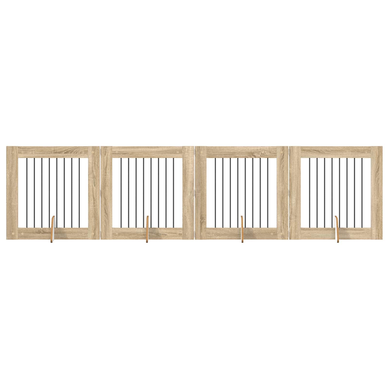 Skládací psí brána se stojany 4 pcs Dub sonoma 321 cm