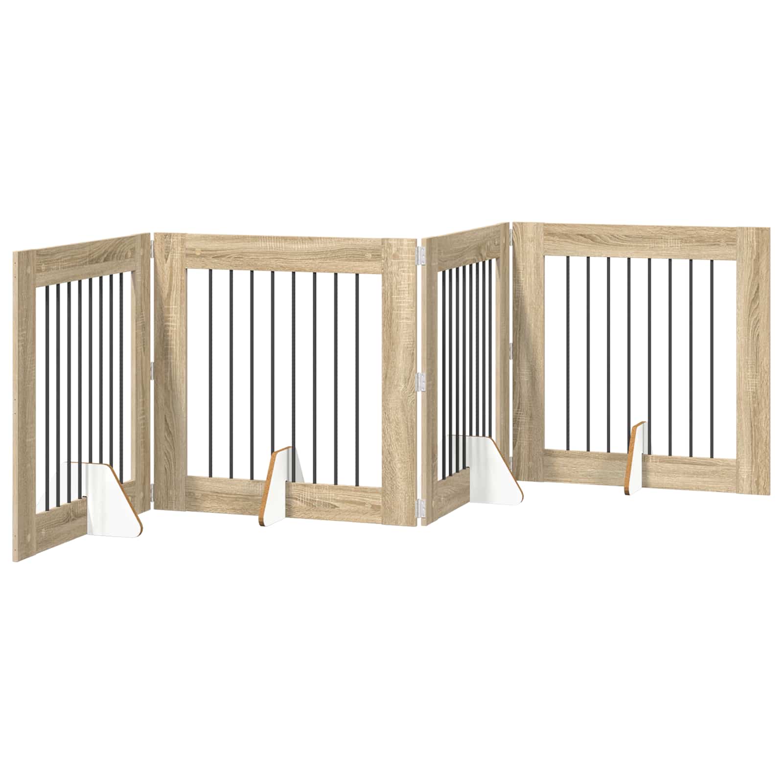 Skládací psí brána se stojany 4 pcs Dub sonoma 321 cm