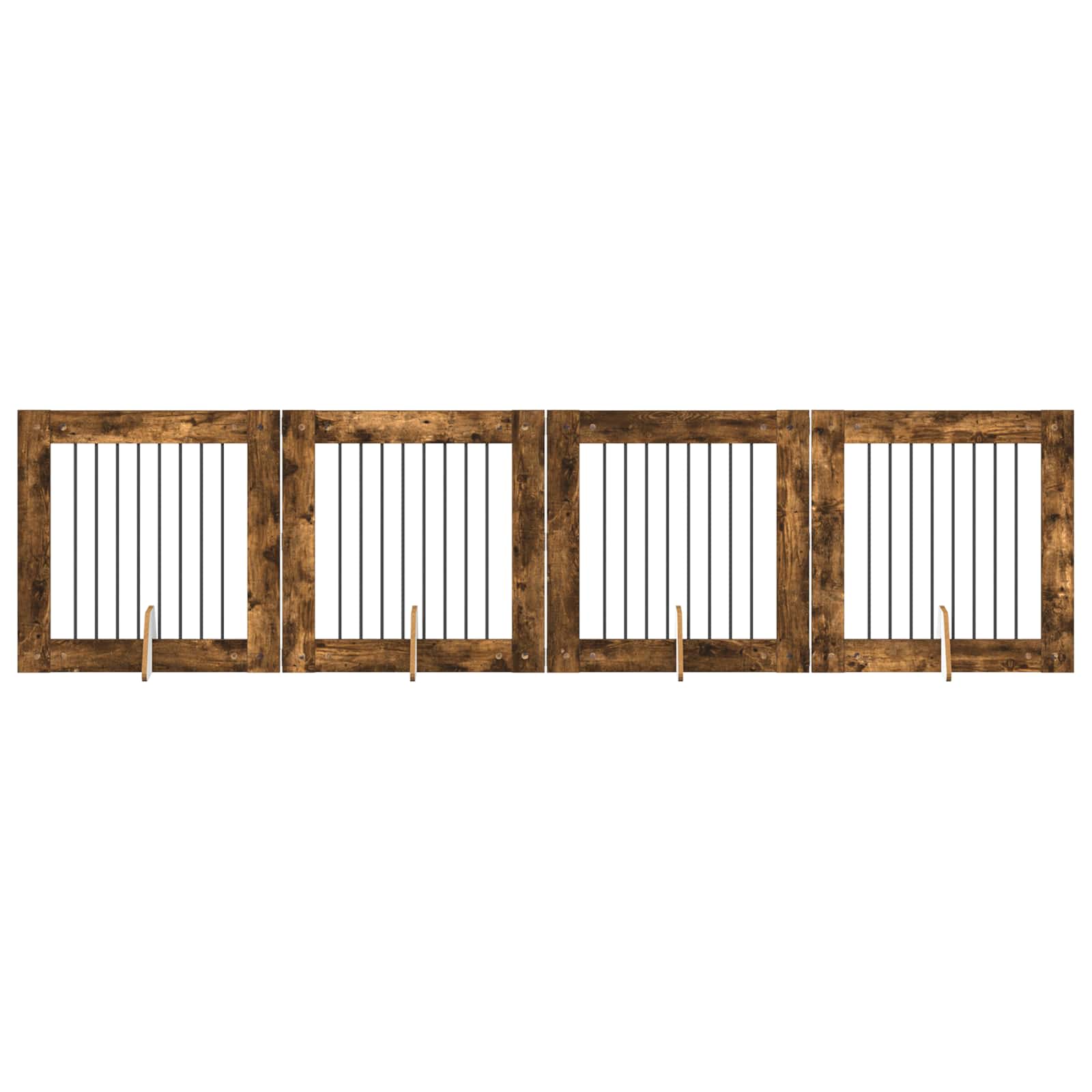 Skládací psí brána se stojany 4 pcs Kouřový dub 321 cm