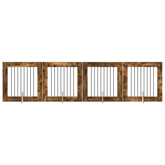 Skládací psí brána se stojany 4 pcs Kouřový dub 321 cm