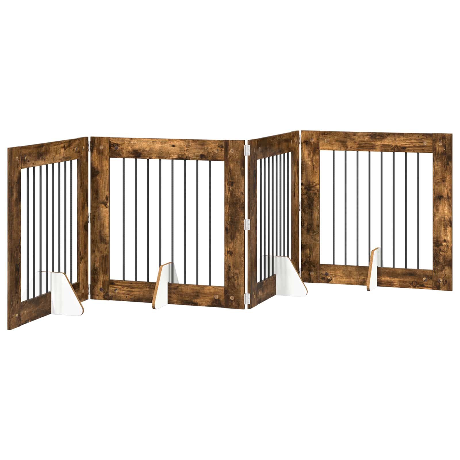 Skládací psí brána se stojany 4 pcs Kouřový dub 321 cm
