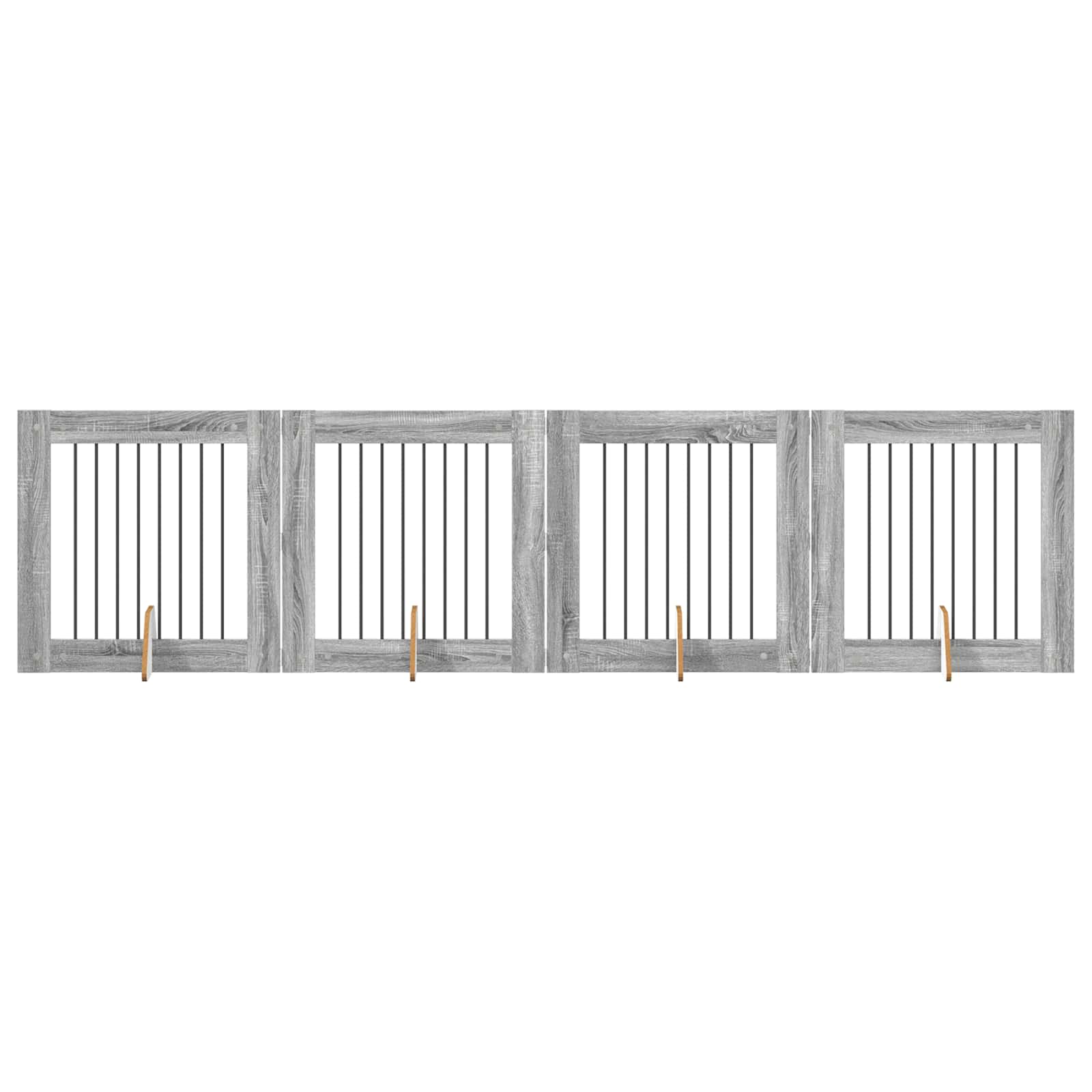 Skládací psí brána se stojany 4 pcs Šedá sonoma 321 cm