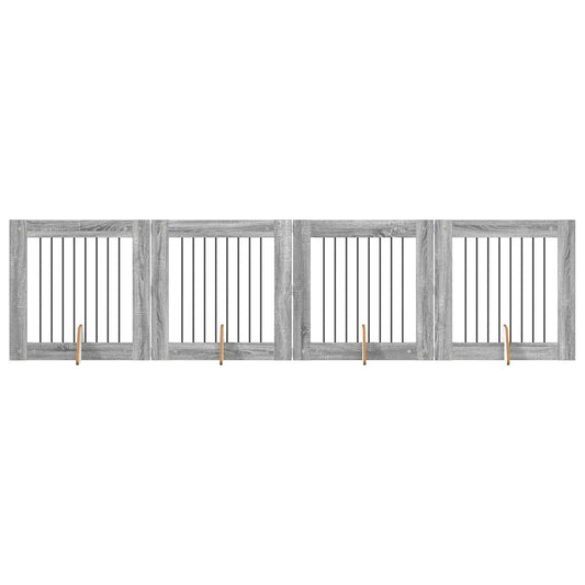 Skládací psí brána se stojany 4 pcs Šedá sonoma 321 cm