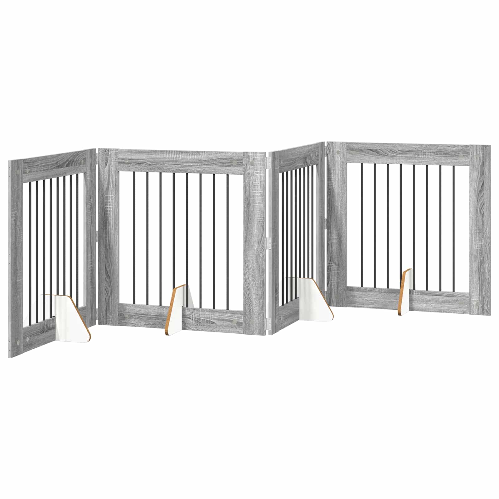 Skládací psí brána se stojany 4 pcs Šedá sonoma 321 cm