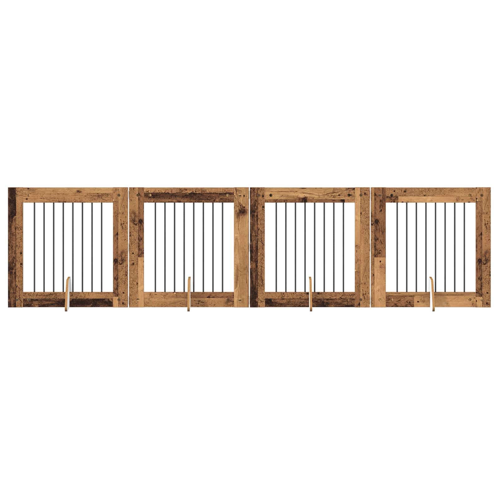 Skládací psí brána se stojany 4 pcs Staré dřevo 321 cm