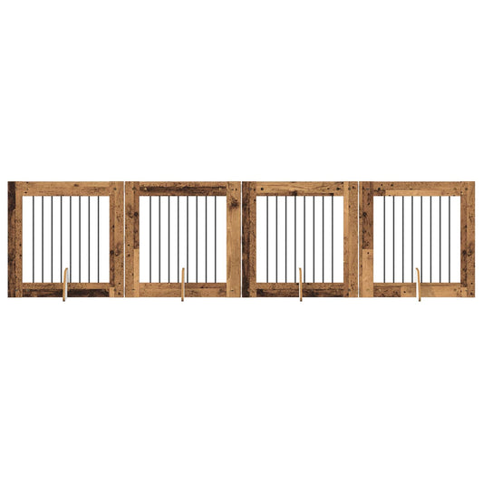 Skládací psí brána se stojany 4 pcs Staré dřevo 321 cm