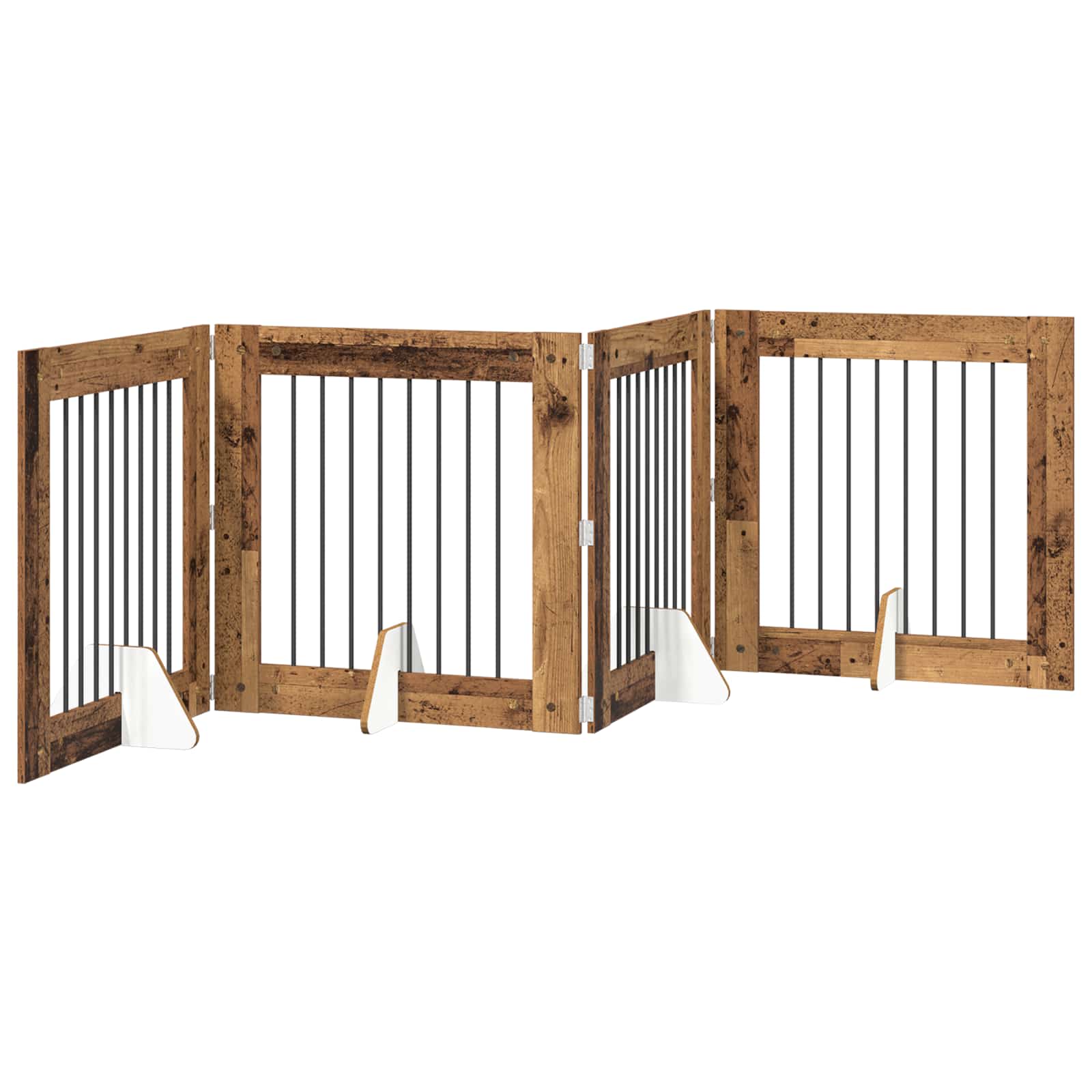 Skládací psí brána se stojany 4 pcs Staré dřevo 321 cm