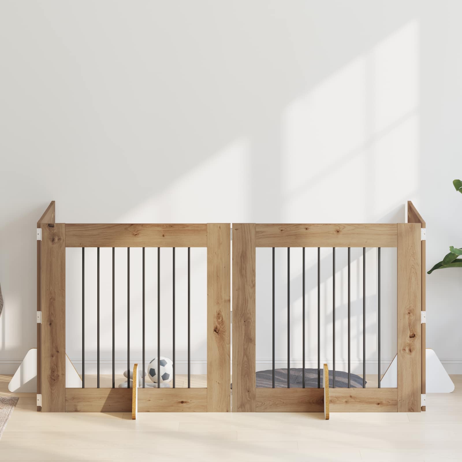Skládací psí brána se stojany 4 pcs Dub artisan 321 cm