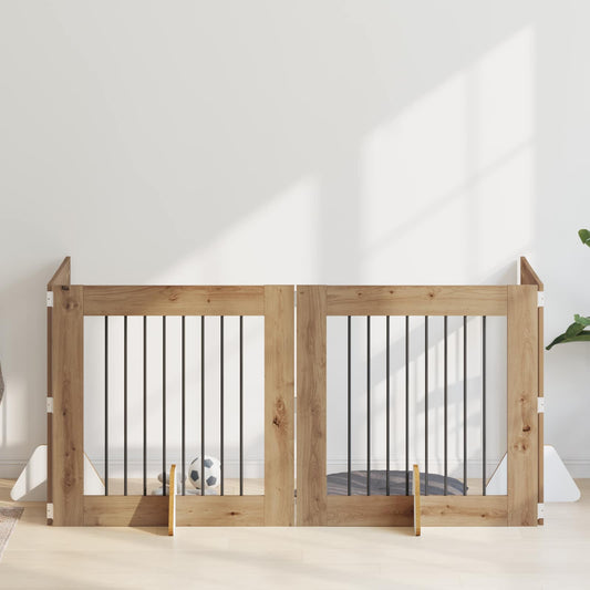 Skládací psí brána se stojany 4 pcs Dub artisan 321 cm