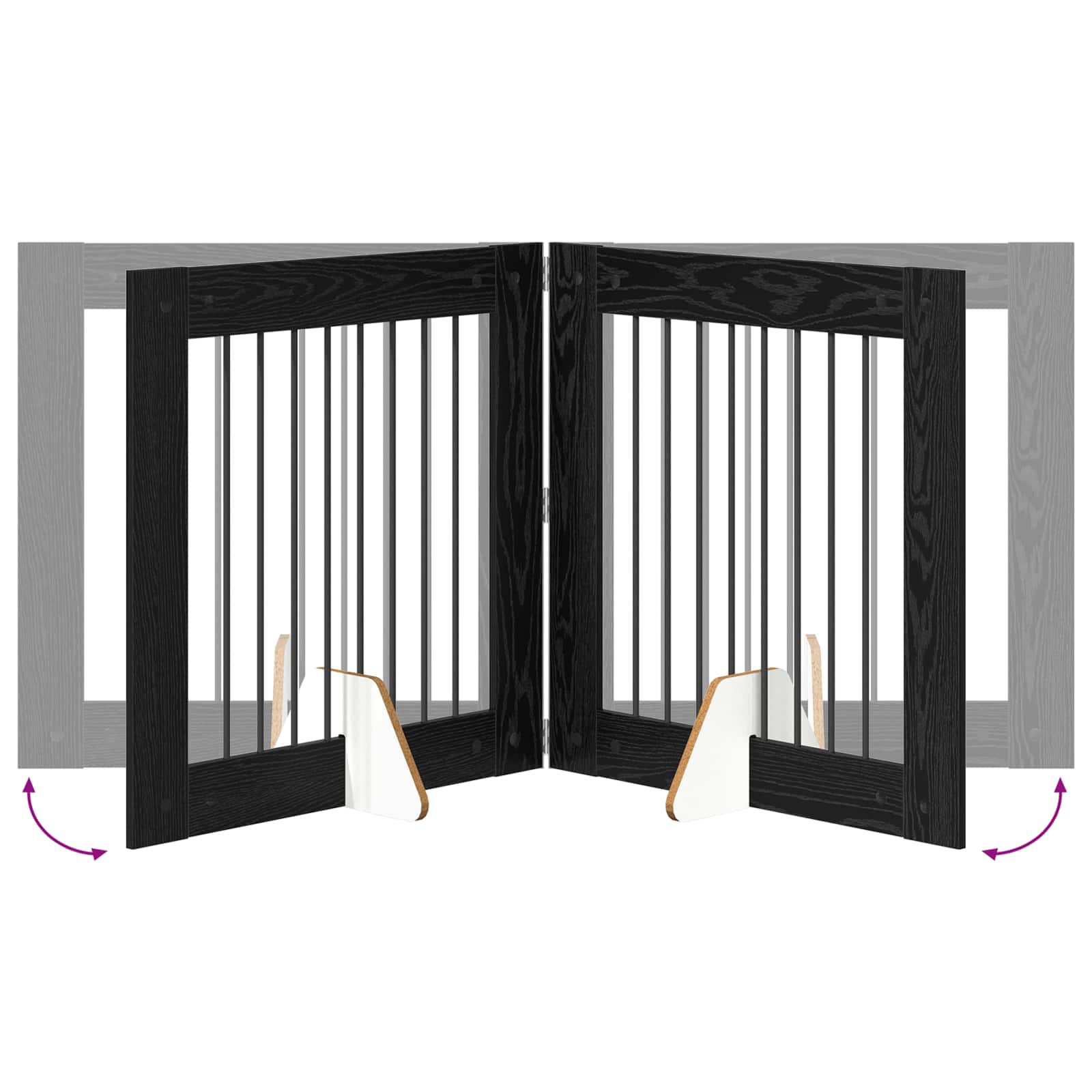 Skládací psí brána se stojany 6 pcs Černý dub 482 cm