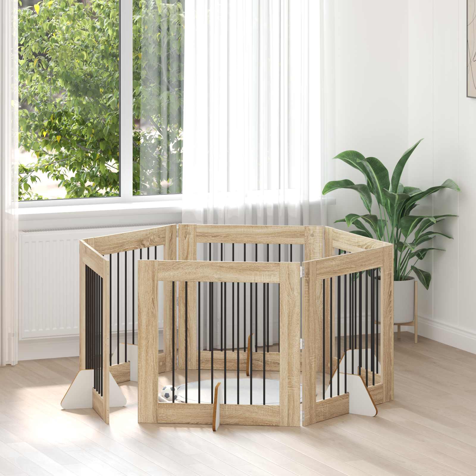 Skládací psí brána se stojany 6 pcs Dub sonoma 482 cm