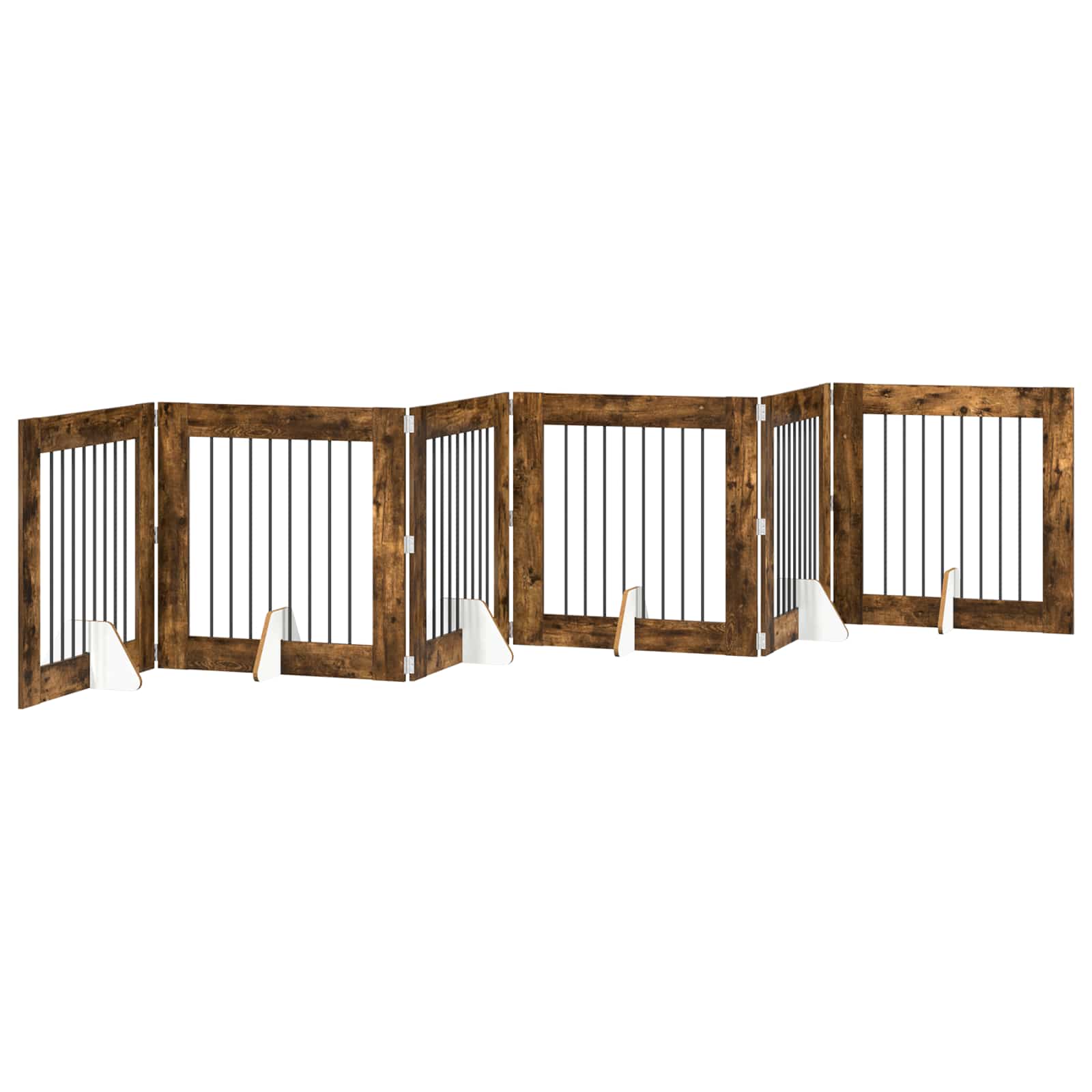 Skládací psí brána se stojany 6 pcs Kouřový dub 482 cm