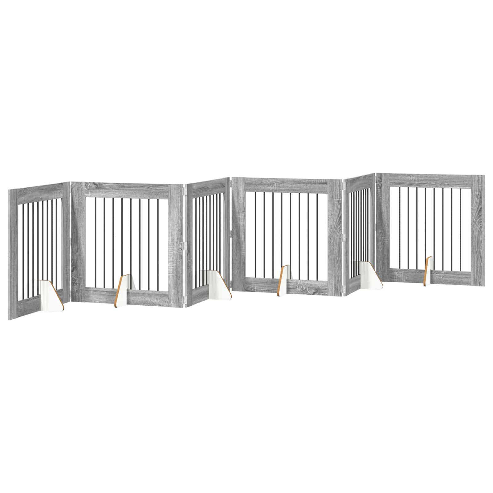 Skládací psí brána se stojany 6 pcs Šedá sonoma 482 cm