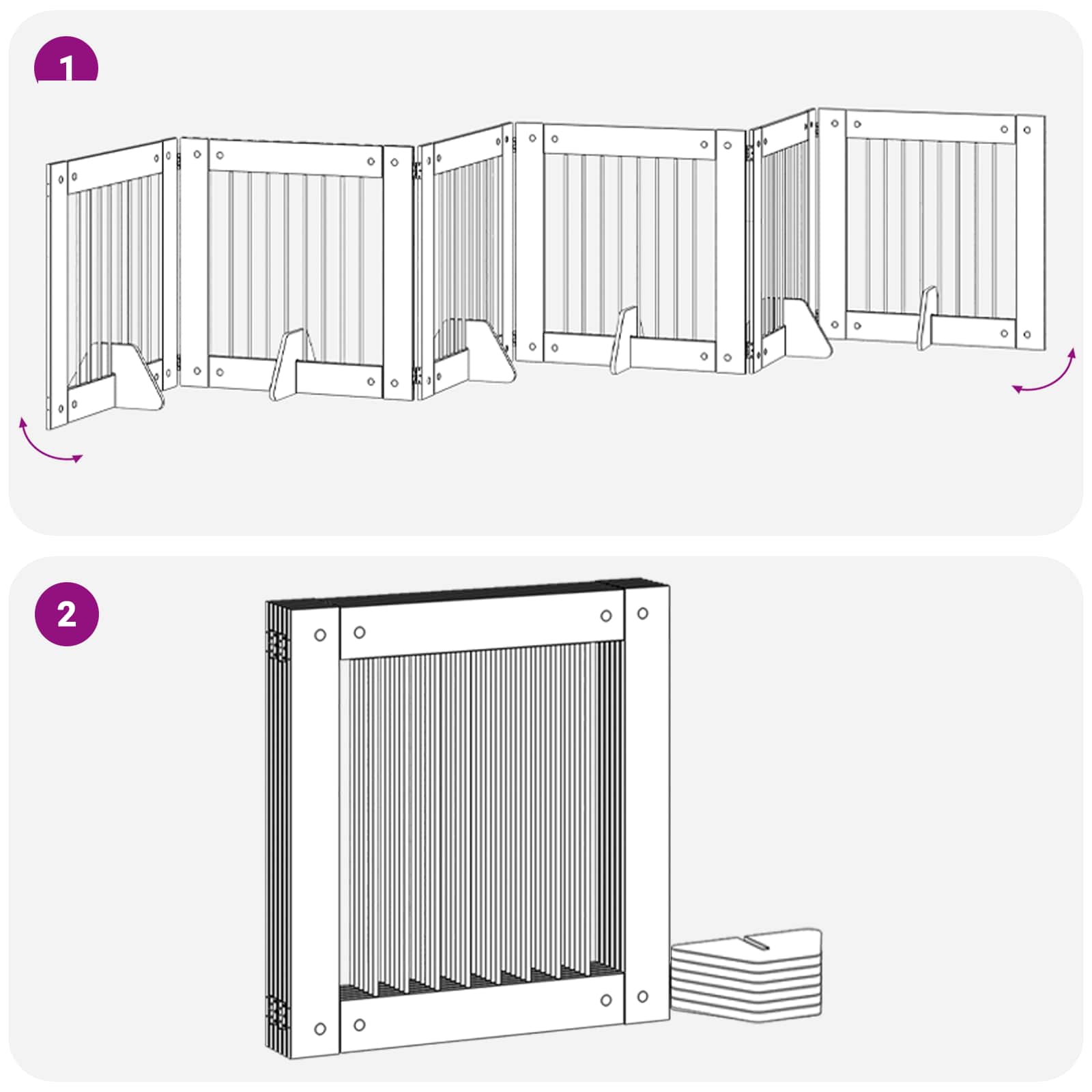 Skládací psí brána se stojany 6 pcs Šedá sonoma 482 cm