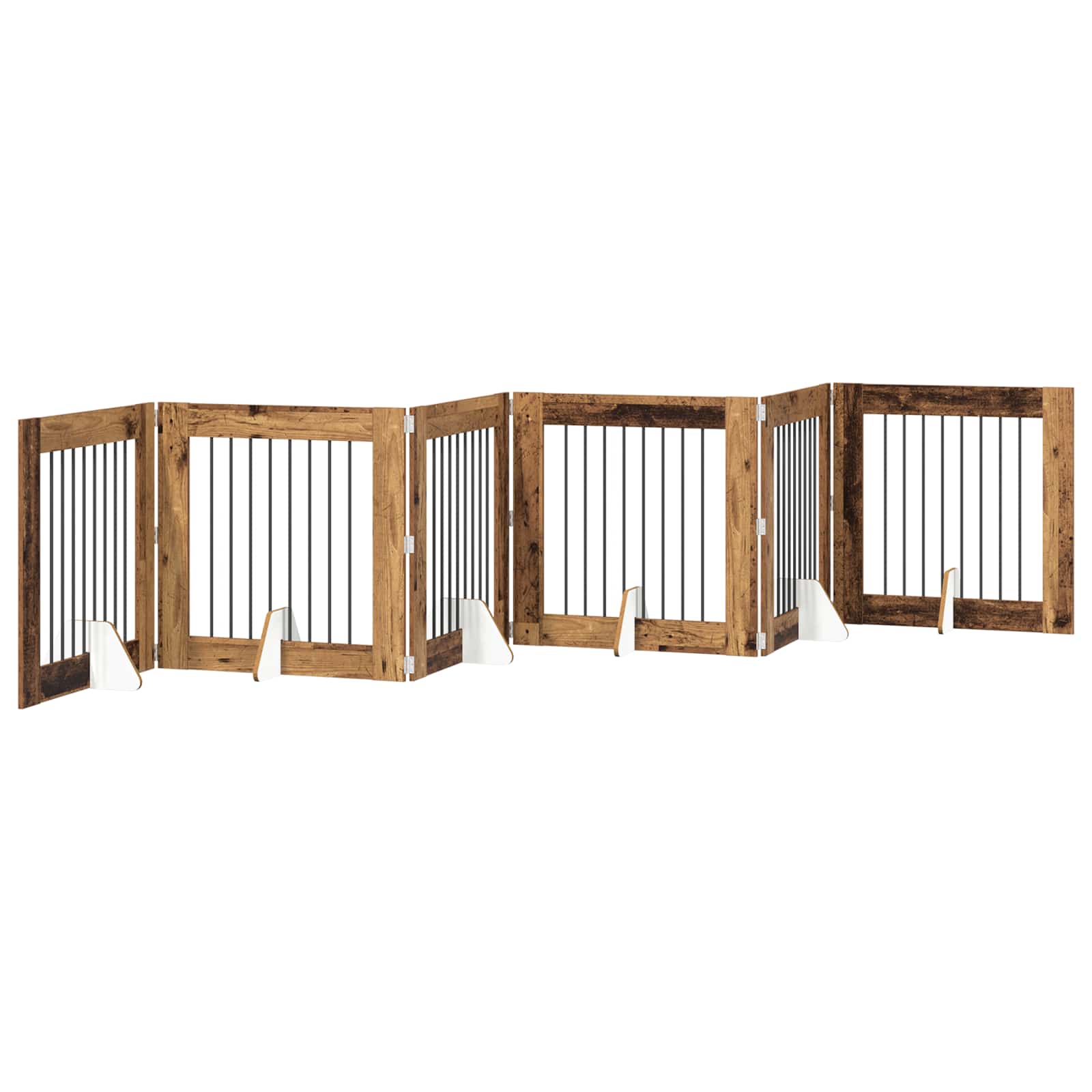 Skládací psí brána se stojany 6 pcs Staré dřevo 482 cm