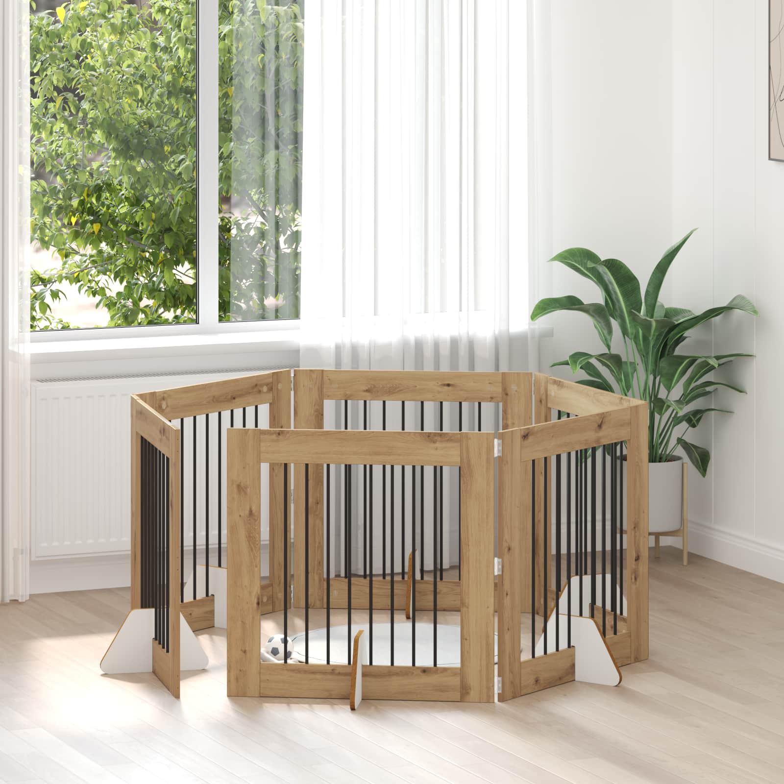 Skládací psí brána se stojany 6 pcs Dub artisan 482 cm