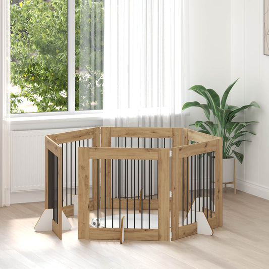 Skládací psí brána se stojany 6 pcs Dub artisan 482 cm