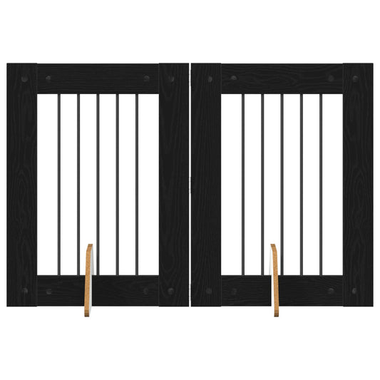 Skládací psí brána se stojany 2 pcs Černý dub 120,5 cm