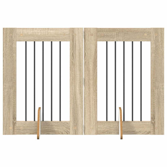 Skládací psí brána se stojany 2 pcs Dub sonoma 120,5 cm