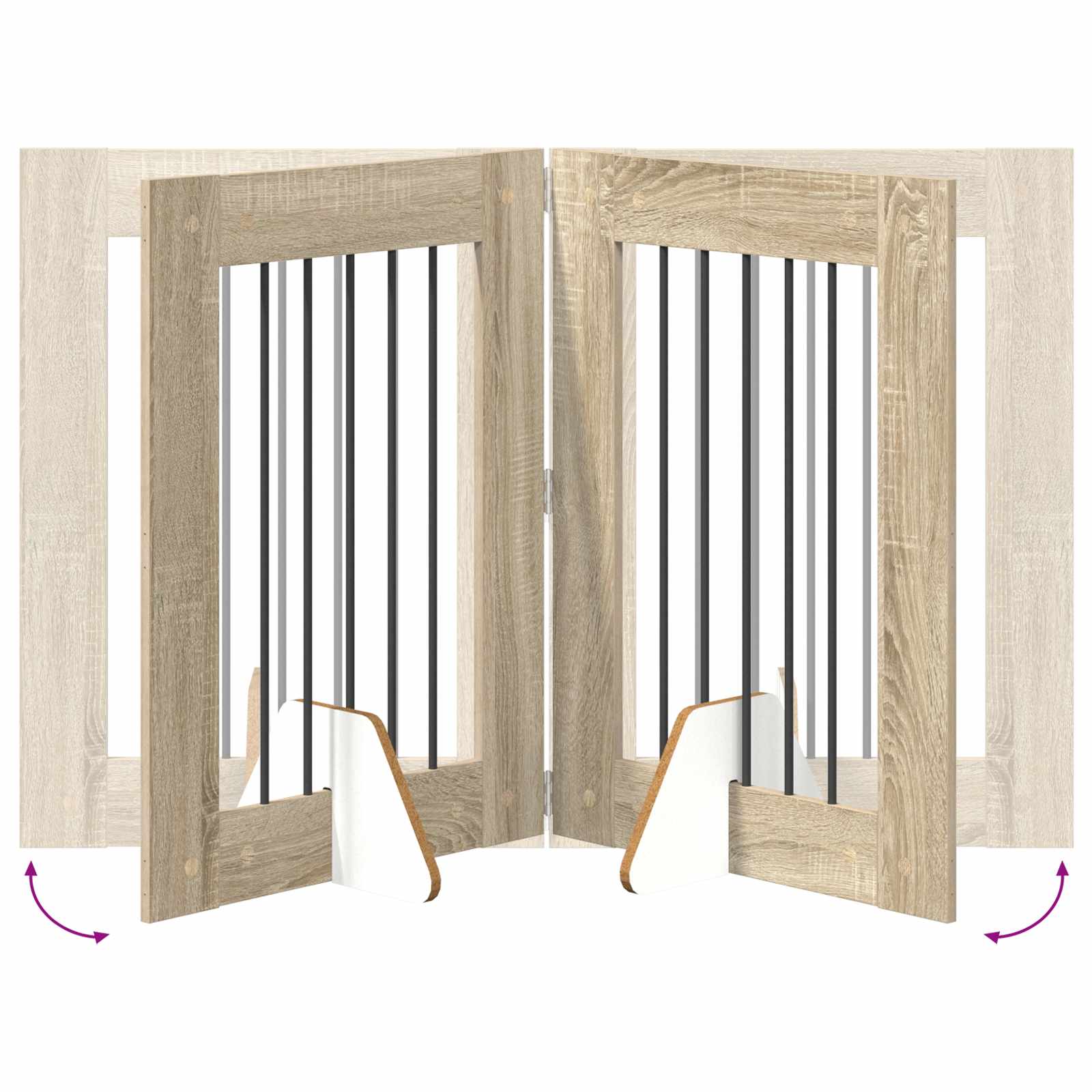 Skládací psí brána se stojany 2 pcs Dub sonoma 120,5 cm