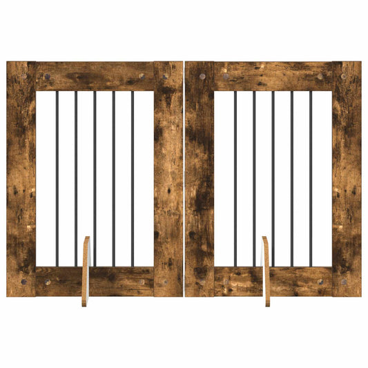 Skládací psí brána se stojany 2 pcs Kouřový dub 120,5 cm