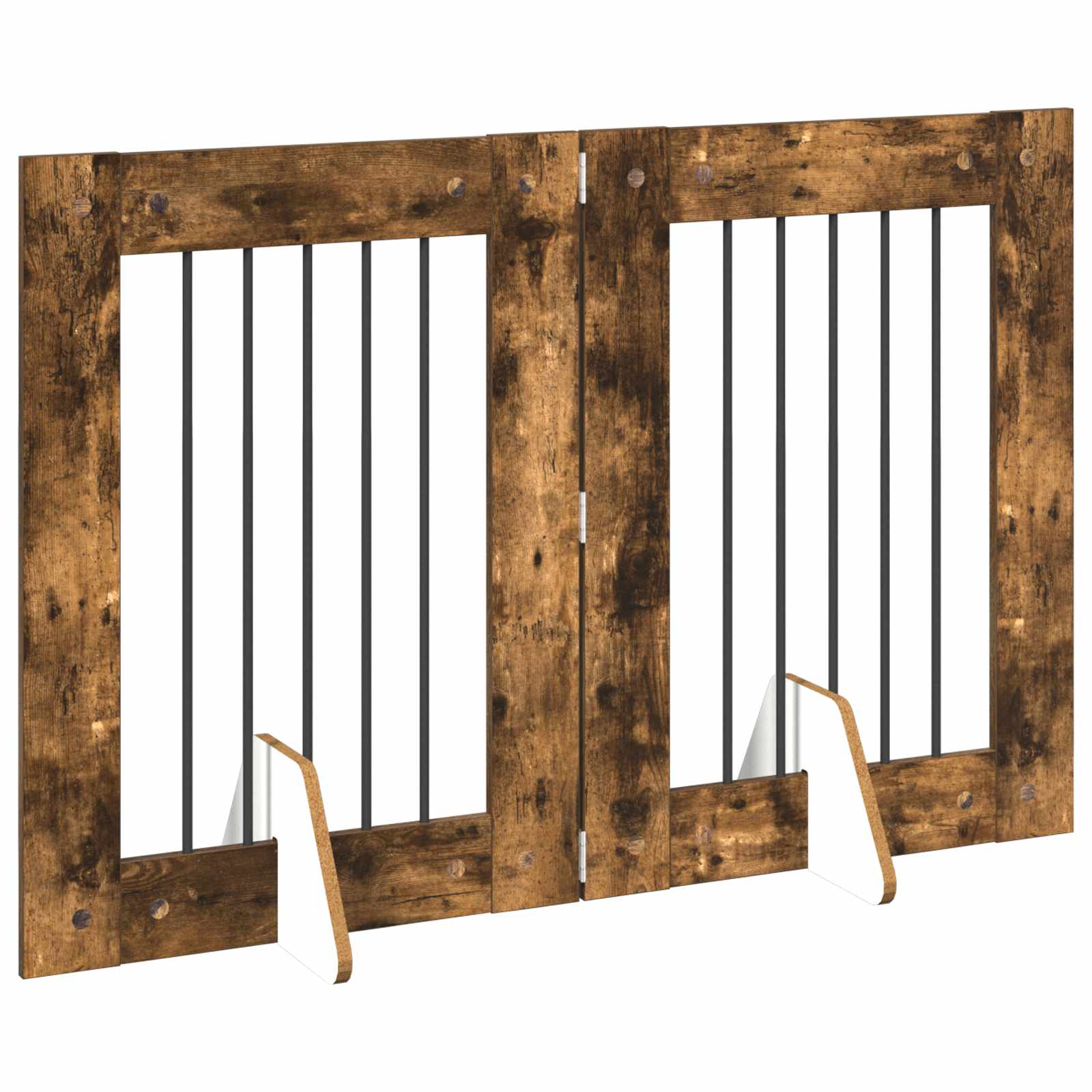 Skládací psí brána se stojany 2 pcs Kouřový dub 120,5 cm