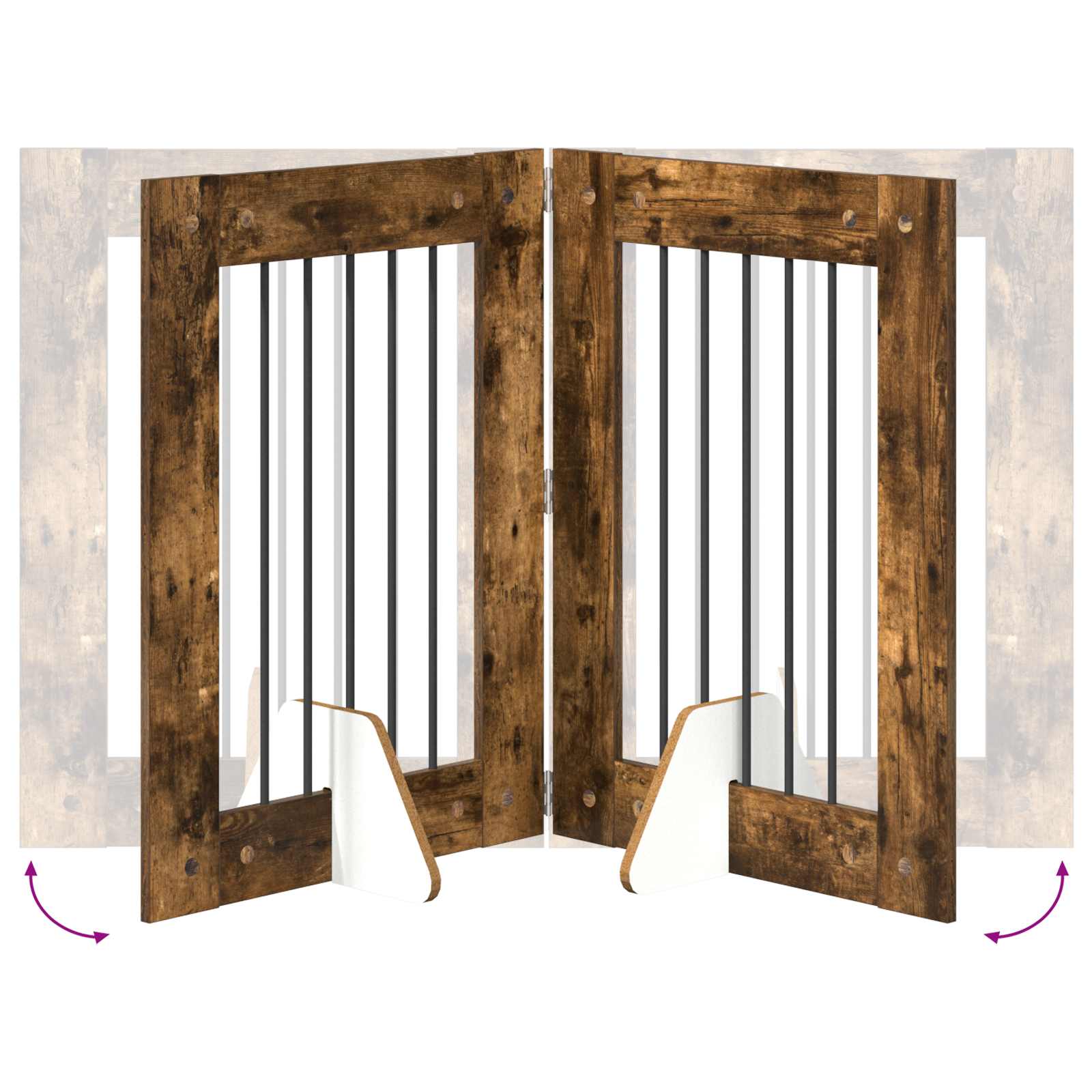 Skládací psí brána se stojany 2 pcs Kouřový dub 120,5 cm